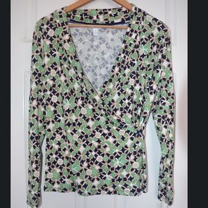 Charter Club NWT Petite Green Pattern Blouse MP